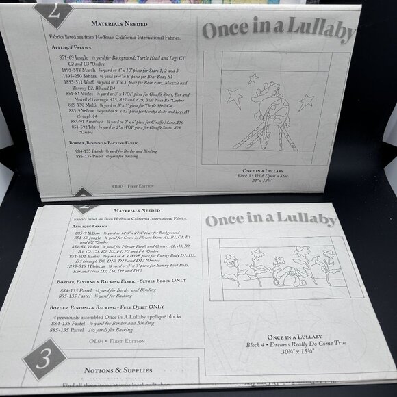 McKenna Ryan Once in a Lullaby Applique Quilt Sewing Complete Pattern Set Uncut - Picture 8 of 9